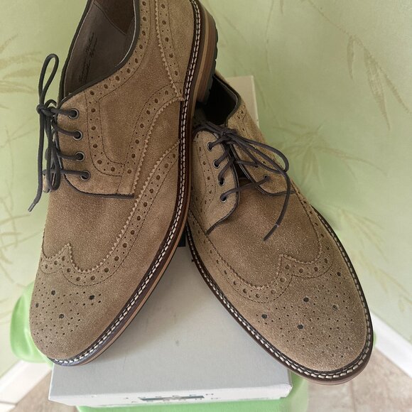 JOSEPH ABBOUD MEN\'S WING TIP SUEDE LEATHER FREDERICK DRESS SHOES:NIB TAN  9M main image 4